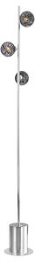 Dar Wisebuys Spiral 3 Light Floor Lamp In Polished Chrome With Black Confetti Glass