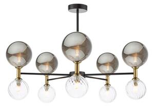 Dar Wisebuys Takara 10 Light Semi Flush Ceiling Light In Black With Clear And Smoked Glass