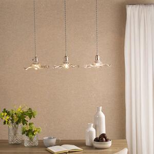 Dar Wisebuys Hadano 3 Light Ceiling Bar Pendant In Antique Chrome and Wavy Glass