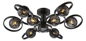Dar Wisebuys Lynette 9 Light Semi Flush Ceiling Light In Satin Black With Black Confetti Glass