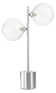 Dar Wisebuys Spiral 2 Light Table Lamp In Polished Chrome With Twisted Glass