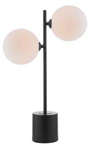 Dar Wisebuys Spiral 2 Light Table Lamp In Matt Black With Large Opal Glass