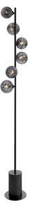 Dar Wisebuys Spiral 6 Light Floor Lamp In Matt Black With Black Confetti Glass