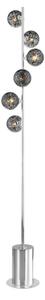 Dar Wisebuys Spiral 6 Light Floor Lamp In Polished Chrome With Black Confetti Glass