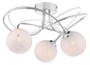 Dar Wisebuys Onawa 3 Light Semi Flush Ceiling Light In Polished Chrome With White Confetti Glass