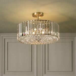 Laura Ashley Fernhurst 4 Light Crystal Semi Flush Ceiling Light In Antique Brass Finish