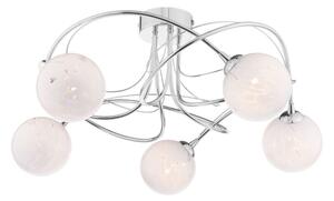 Dar Wisebuys Onawa 5 Light Semi Flush Ceiling Light In Polished Chrome With White Confetti Glass