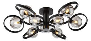 Dar Wisebuys Lynette 9 Light Semi Flush Ceiling Light In Satin Black With Smoked Glass