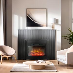 Free Standing Electric Fires with decorative slats ElectricSun LAMELIA Black Matte, with Sound Effect, 3 Colour, with APP, W120xH102cm