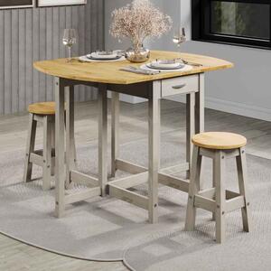 Consett Wooden Foldable Bar Table With 2 Stools - Grey And Oak