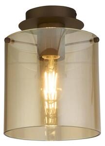 Searchlight Sweden Flush Ceiling Light In Mocha Finish With Amber Glass 88911-1MO