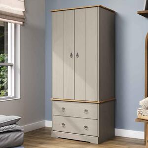 Consett Wooden Wardrobe With 2 Doors - Grey And Oak
