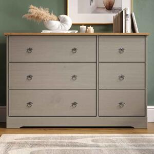 Consett Wooden Bedside Chest Of 6 Drawers - Grey And Oak