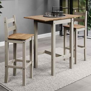 Consett Wooden Square Extending Bar Table With 2 Stools - Grey And Oak