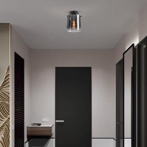 Searchlight Sweden Flush Ceiling Light In Matt Black Finish With Smoked Glass 88911-1BK