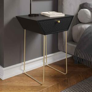 Mccall Metal Bedside Cabinet With 1 Drawer - Black And Gold