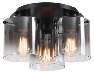 Searchlight Sweden 3 Light Flush Ceiling Light In Matt Black With Smoked Glass 88911-3BK