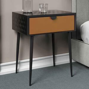Mccall Metal Bedside Cabinet With Copper 1 Drawer - Black