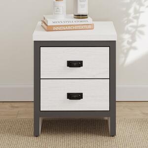 Balcombe Wooden Bedside Cabinet With 2 Drawers - White