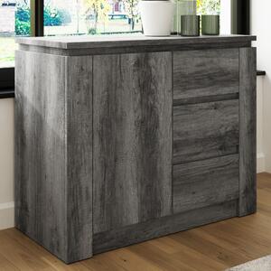 Balcombe Wooden Sideboard With 1 Door 3 Drawers - Charcoal Grey