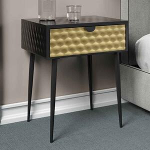 Mccall Metal Bedside Cabinet With Gold 1 Drawer - Black