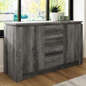 Caister Wooden Sideboard With 2 Doors 3 Drawers - Charcoal Grey