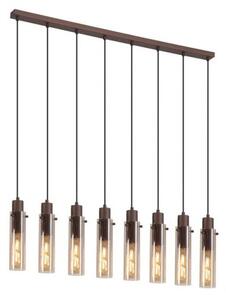 Searchlight Sweden II 8 Light Ceiling Bar Pendant In Mocha With Amber Glass 88921-8MO
