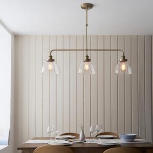 Endon 103014 Hansen 3 Light Ceiling Pendant In Antique Brass With Clear Glass
