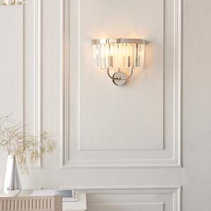 Classic 2 Light Wall Light In Bright Nickel With Clear Cut Glass