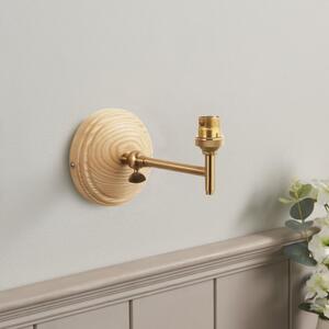 Endon 115075 Wood Wing Wall Light In Ash Wood And Aged Brass Finish