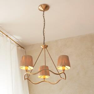 Endon 114213 Wriggle 3 Light Ceiling Pendant Light In Aged Brass With Raffia Shades