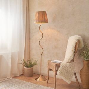 Endon 114224 Wriggle Floor Lamp In Aged Brass With Raffia Shade