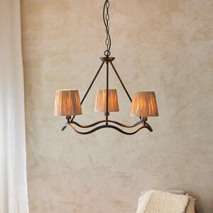 Endon 114212 Wriggle 3 Light Ceiling Pendant Light In Matt Black With Raffia Shades
