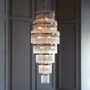 Endon 112793 Marietta Grand 21 Light Ceiling Pendant In Antique Brass With Clear Glass