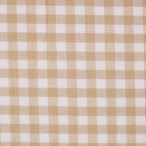 Homescapes Pure Cotton Gingham Check Beige Curtain Fabric Material