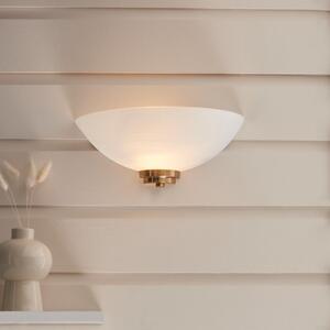 Endon 112439 Welles Wall Light In Brushed Aged Brass With White Glass Shade