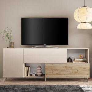 Milan Large Wooden TV Sideboard In Cashmere And Cadiz Oak