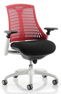 Flex Task Office Chair In White Frame With Red Back