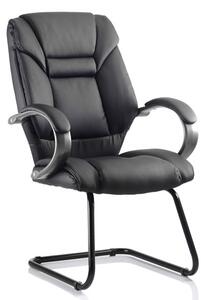 Galloway Leather Cantilever Office Chair In Black With Arms