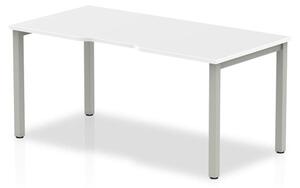 Single Large Laptop Desk In White With Silver Frame