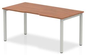 Single Small Laptop Desk In Walnut With Silver Frame