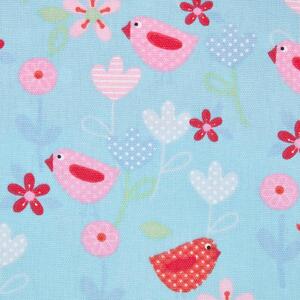 Homescapes Pure Cotton Birds and Flowers Curtain Fabric Material