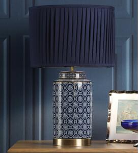 Laura Ashley Knipton Table Lamp In Blue Ceramic And Antique Brass With Shade LA3756612-Q
