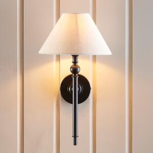 Endon 117826 Lille Wall Light in Matt Black With Natural Linen Shade