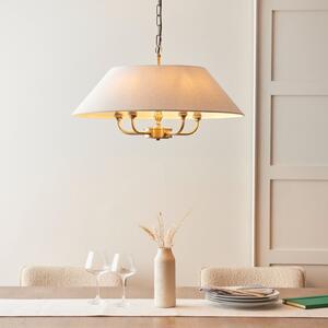 Endon 112956 Lille 5 Light Ceiling Pendant Light In Antique Brass Finish With Natural Linen Shade