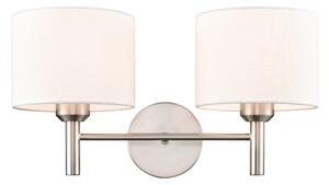 Franklite Barolo 2 Light Wall Light In Satin Nickel With Off White Shades FL2494-2