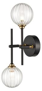 Franklite Abstraction Bathroom 2 Light Wall / Ceiling Light In Black With Ribbed Glass FL2463-2