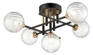 Franklite Abstraction Bathroom 5 Light Ceiling Light In Black With Ribbed Glass FL2463-5