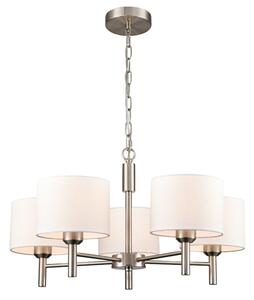 Franklite Barolo 5 Light Ceiling Light In Satin Nickel With Off White Shades FL2494-5