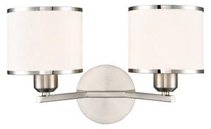 Franklite Sirius 2 Light Wall Light In Satin Nickel With Off White Shade FL2495-2